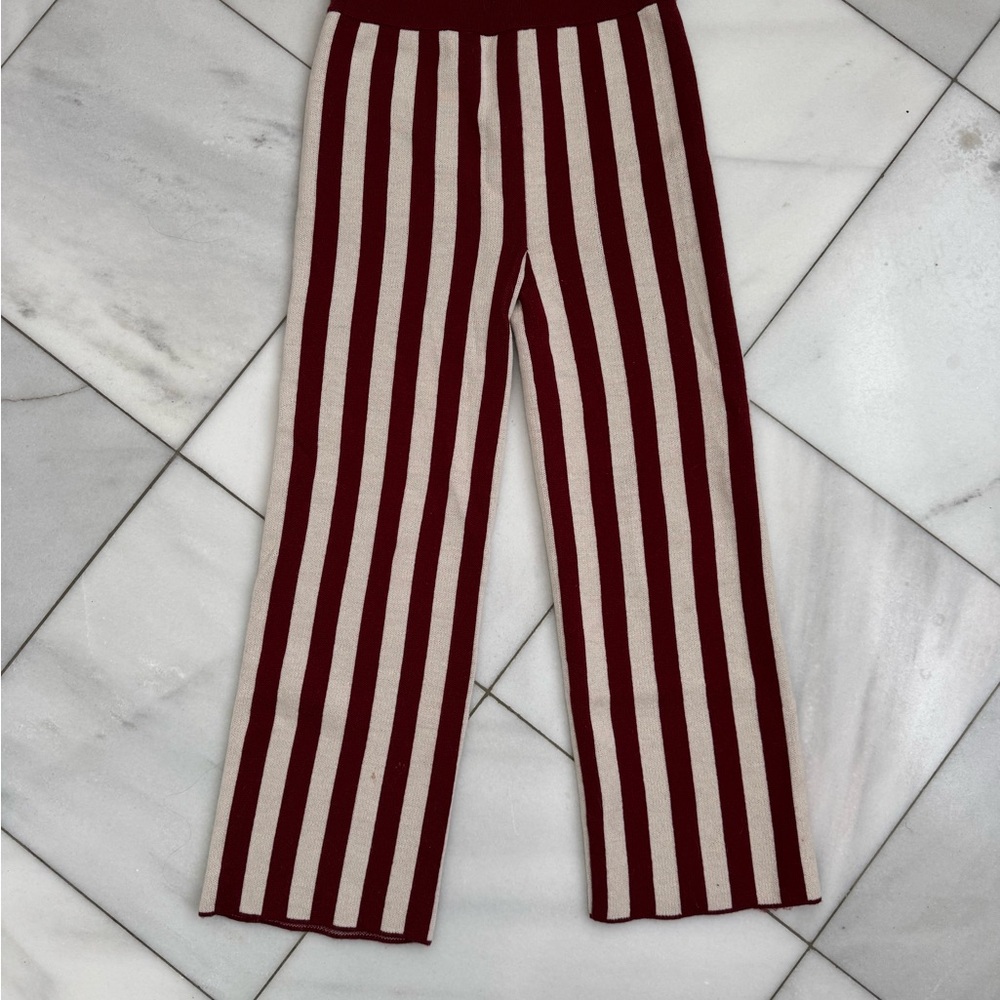 Striped Burgundy and White Pants